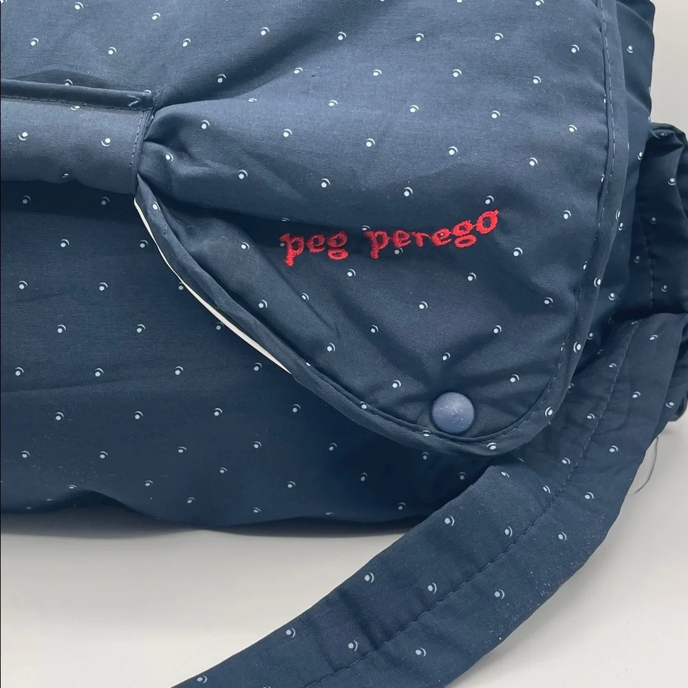 PEG PEREGO NAVY BLUE DOTTED BOW DIAPER BAG